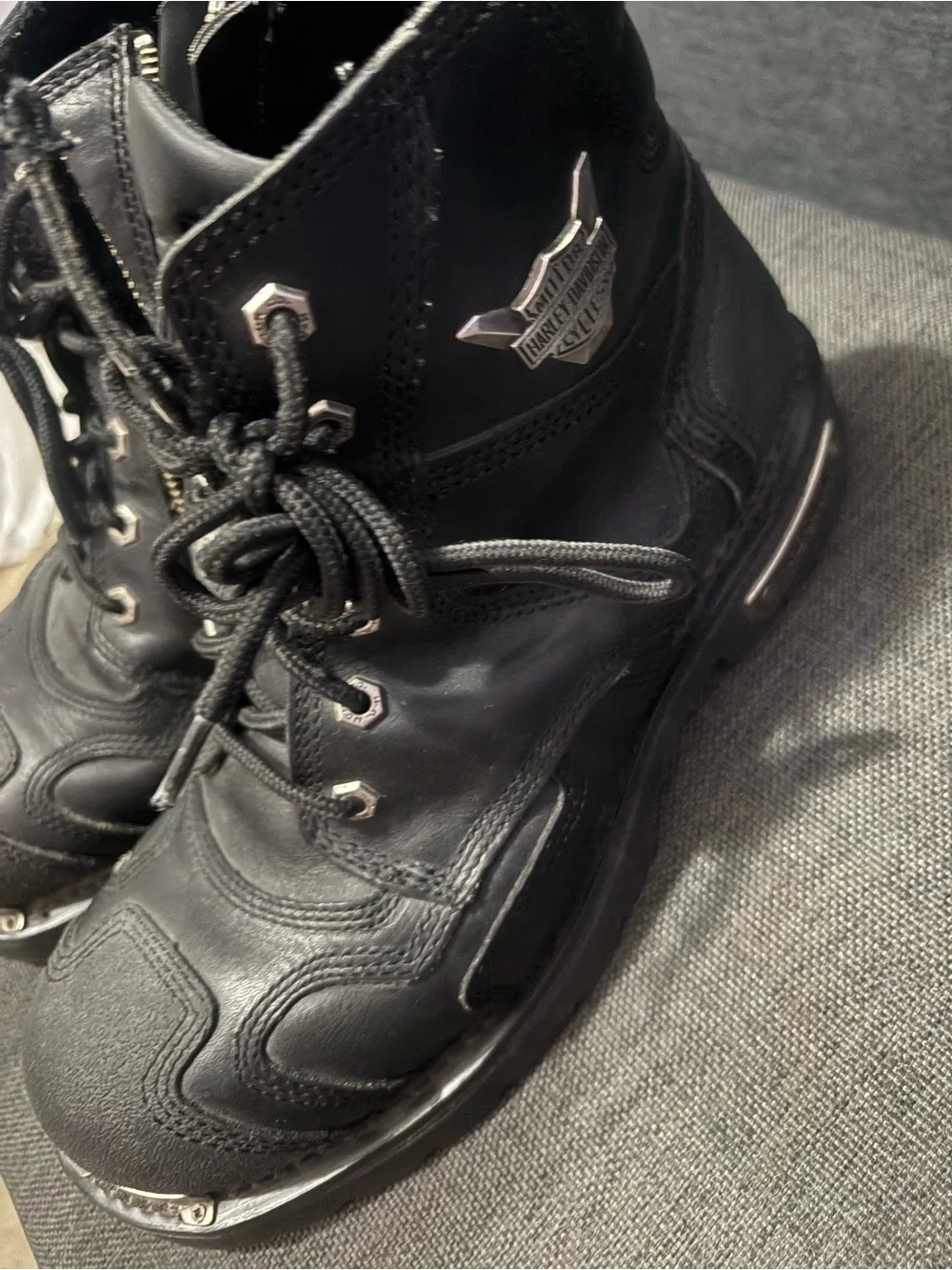Men’s Harley Davidson Black Leather Stealth Riding Boots Size 12